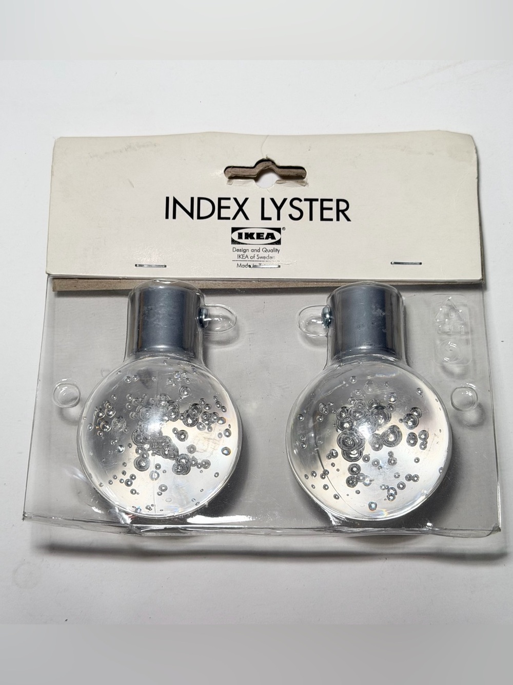 IKEA Index Lyster Clear Bubble Curtain Rod Tiebacks - Set of 2
